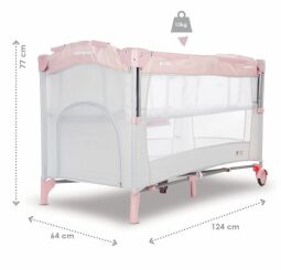 Cestovní postýlka sun baby Sweet dreams s vložným lůžkem a stahovacím bokem Pink