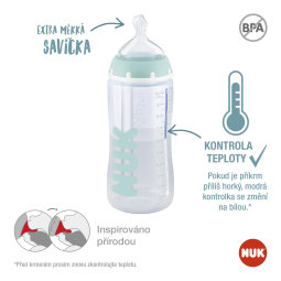Kojenecká láhev NUK Anti-Colic Professional s kontrolou teploty, 300 ml, bez BPA, 0-6 měsíců
