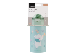 Hrnek se silikonovým brčkem a popruhem 450ml Music Fest Pink