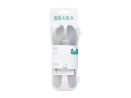 První lžičky silikonové 2 ks s pouzdrem Pebble Green