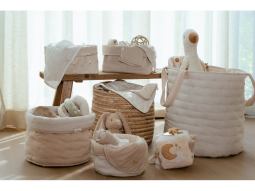 Košík textilní oboustranný velký Pure Soft Beige Stripe