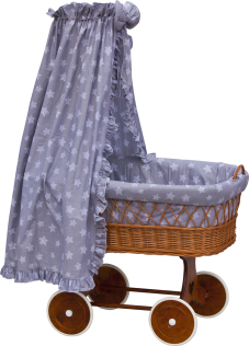 Proutěný košík na miminko s nebesy Scarlett Hvězdička - šedá