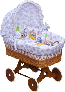Proutěný košík na miminko s boudičkou Scarlett Kulíšek - šedá