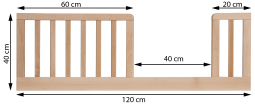 Válendová bočnice k postýlce 120 cm - přírodní