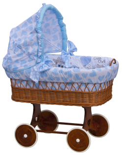 Proutěný košík na miminko s boudičkou Kulíšek - modrá