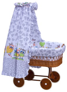 Proutěný košík na miminko s nebesy Scarlett Kulíšek - šedá