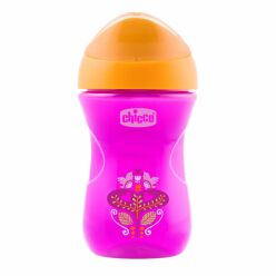 Hrneček Chicco Snadný s hubičkou 266 ml, růžovooranžový 12m+