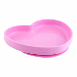 CHICCO Silikonový talíř srdíčko růžová 9 m+