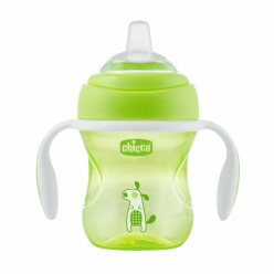 CHICCO Hrnek Učíme se s držadly 200 ml, zelený 4 m +