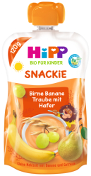 Příkrm ovocný HIPP BIO Sport hruška, banán, bílé hrozny, oves 120g Hipp