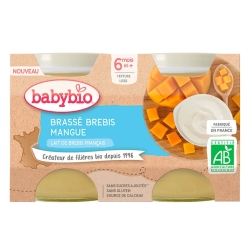 BABYBIO Brassé z ovčího mléka mango 2x130 g