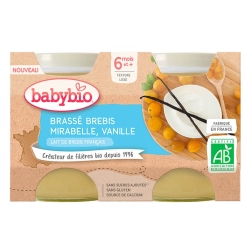 BABYBIO Brassé z ovčího mléka mirabelky vanilka 2x130 g