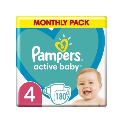 PAMPERS Active Baby 4 (9-14 kg) 180 ks Maxi měsíční balení - jednorázové pleny