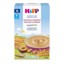 HIPP Mléčná kaše PRAEBIOTIK vícezrnná se švestkami od 6. měsíce, 250 g