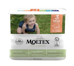 MOLTEX Pure & Nature Plenky Midi 4-9 kg - ekonomické balení (6  x 33 ks)