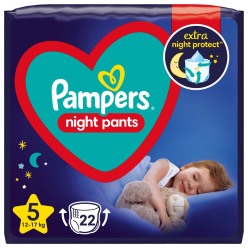 PAMPERS Night Pants Plenkové Kalhotky Velikost 5, 22 ks, 12-17  kg