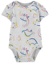 CARTER'S Body krátký rukáv Grey Dino holka 3m