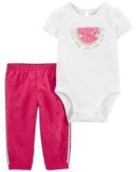 CARTER'S Set 2dílný tepláky, body kr. rukáv Pink Watermelon dívka 3m