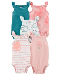 CARTER'S Body bez rukávů Pink Ocean holka 5ks 24m