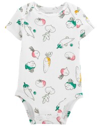 CARTER'S Body krátký rukáv Ivory Vegetables holka 18m