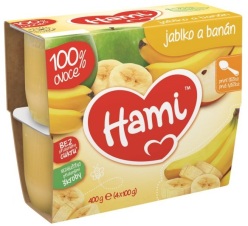 HAMI 100 % ovoce jablko a banán (4 x 100 g) - ovocný příkrm