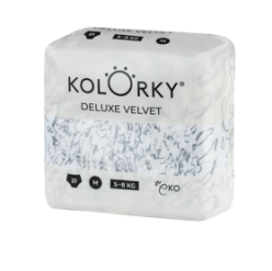 KOLORKY DELUXE VELVET Pleny jednorázové eko se sametovým povrchem M (5-8 kg) 21 ks