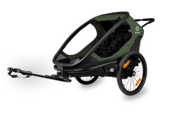 HAMAX Outback 2v1 - dvoumístný vozík za kolo vč. ramena + kočárkový set - Green/Black, polohovací