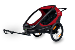 HAMAX Outback 2v1 - dvoumístný vozík za kolo vč. ramena + kočárkový set - Red/Black, polohovací
