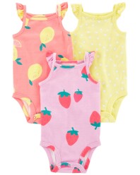 CARTER'S Body na ramínka Dots Fruit holka 3ks NB/vel. 56