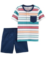 CARTER'S Set 2dílný triko kr. rukáv, kraťasy Color Stripes kluk 18m