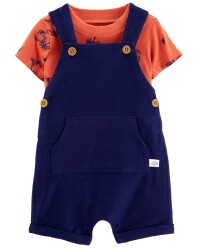 CARTER'S Set 2dílný triko kr. rukáv, kraťasy na kšandy Navy Orange kluk 24m