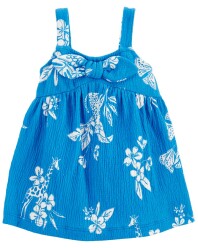 CARTER'S Šaty Blue Floral holka 24m