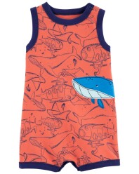 CARTER'S Overal letní Orange Whale kluk 9m