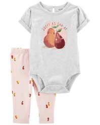 CARTER'S Set 2dílný body kr. rukáv, legíny Grey Pears holka 12m