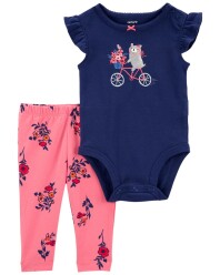 CARTER'S Set 2dílný body kr. rukáv, legíny Navy Bike holka 3m