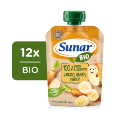 12x SUNAR BIO kapsička Jablko, banán, mrkev 100 g