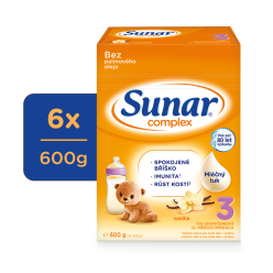 Mléko kojenecké Sunar Complex 3 vanilka 600 g 6x