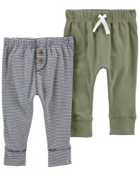 CARTER'S Tepláky Green&Stripes kluk LBB 2ks 3m