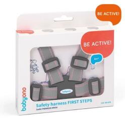 BABYONO Popruhy na dítě - šedo růžové 6 m+