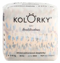 KOLORKY DAY Pleny jednorázové eko, déšť&duhy S (3-6 kg) 25 ks