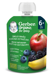 GERBER Organic Kapsička jablko, banán, borůvka a ostružina 90 g​