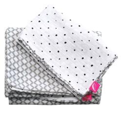 Povlečení bavlněné mušelínové do postýlky Pro-Washed Grey Classics 2-dílné