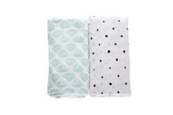 Přikrývka mušelínová 2ks Mint Boats 100x120cm