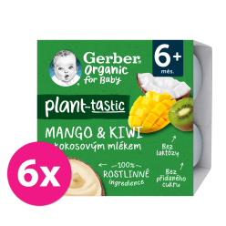 6x GERBER Organic 100% Dezert rostlinný mango a kiwi s kokosovým mlékem 4 x 90 g​