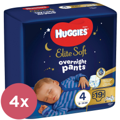 4x HUGGIES Elite Soft Pants OVN Kalhotky plenkové jednorázové 4 (9-14 kg) 19 ks