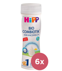 6x HiPP 1 BIO Combiotik Počáteční tekutá mléčná kojenecká výživa, od narození, 200 ml