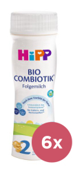 6x HiPP 2 BIO Combiotik Pokračovací tekutá mléčná kojenecká výživa od uk. 6. měsíce, 200 ml