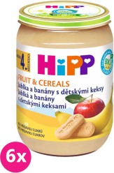 6x HiPP BIO Jablka a banány s dětskými keksy (190 g) - ovocný příkrm