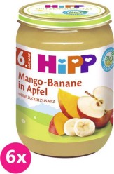 6x HiPP BIO Jablko s mangem a banány, 190 g - ovocný přírkm