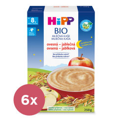 6x HiPP BIO Kaše mléčná na dobrou noc ovesná-jablečná od 8.měsíce, 250g